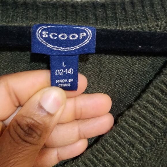 Scoop Olive Green Cozy Green Ballon Sleeves Sweater Size L - Picture 4 of 9